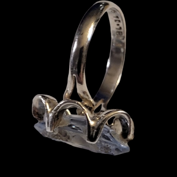 VINTAGE .925 Scalloped Sterling 5 Carat Marquise Cut Aquamarine Stone - Picture 13 of 15